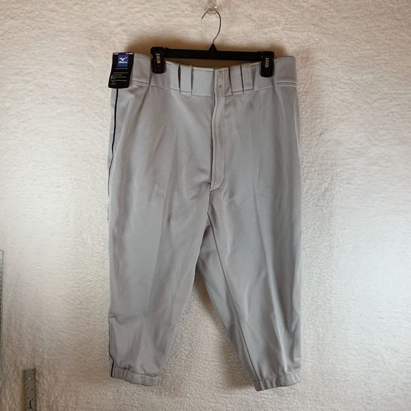 Mizuno Crush Knicker Braided Pant Men 2XL‎ Gray Baseball Elastic Bottom 7077 - Picture 1 of 8
